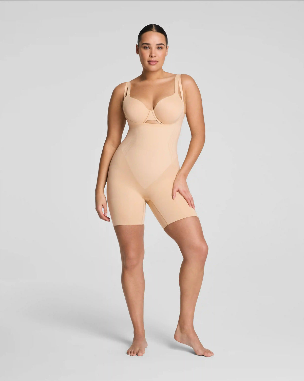 SPANXsculpt® GoFigure Open-Bust Mid-Thigh Bodysuit | Honey