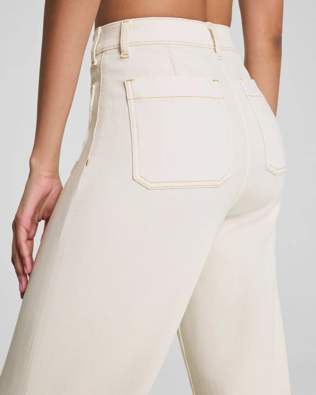 SPANXshape® Authentic 360 Cropped Wide Leg Jeans with Patch Pockets | Alabaster