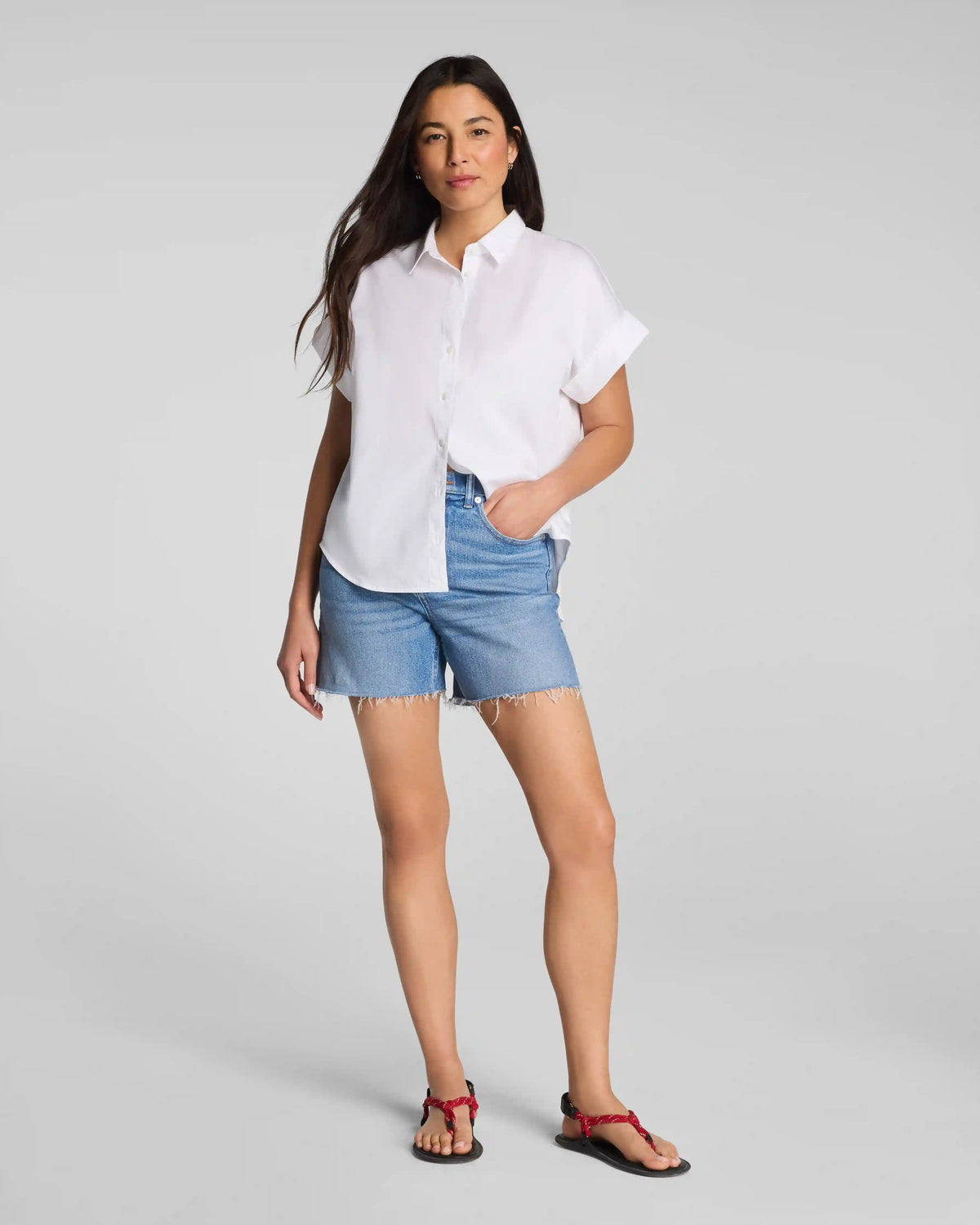 SPANXshape® Authentic 360 Raw Hem Jean Short, 5"
