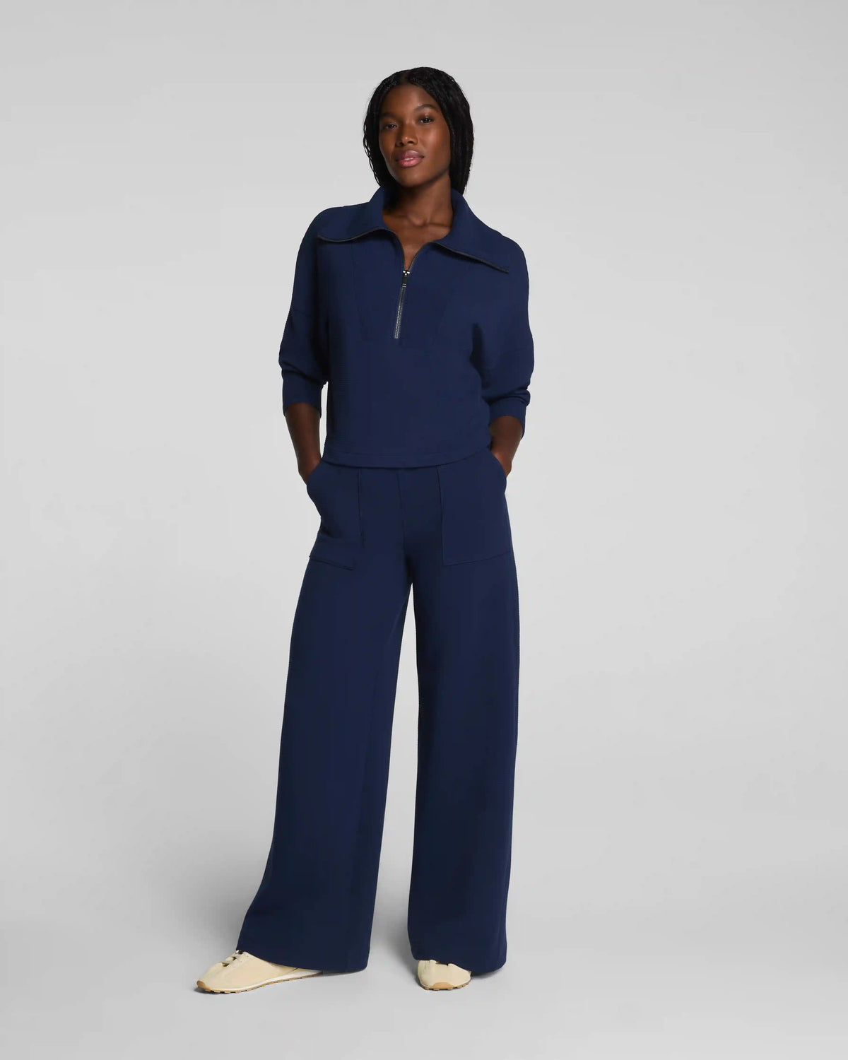 SPANX AirEssentials® French Rib Half Zip | Timeless Navy