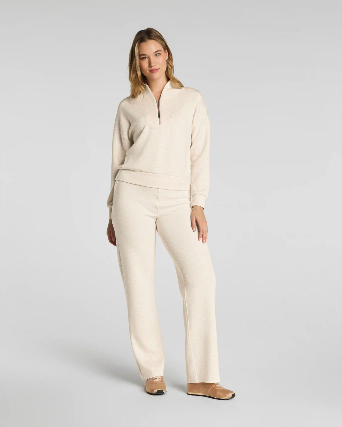 SPANX AirEssentials® Shawl Collar Half Zip | Oatmeal Heather