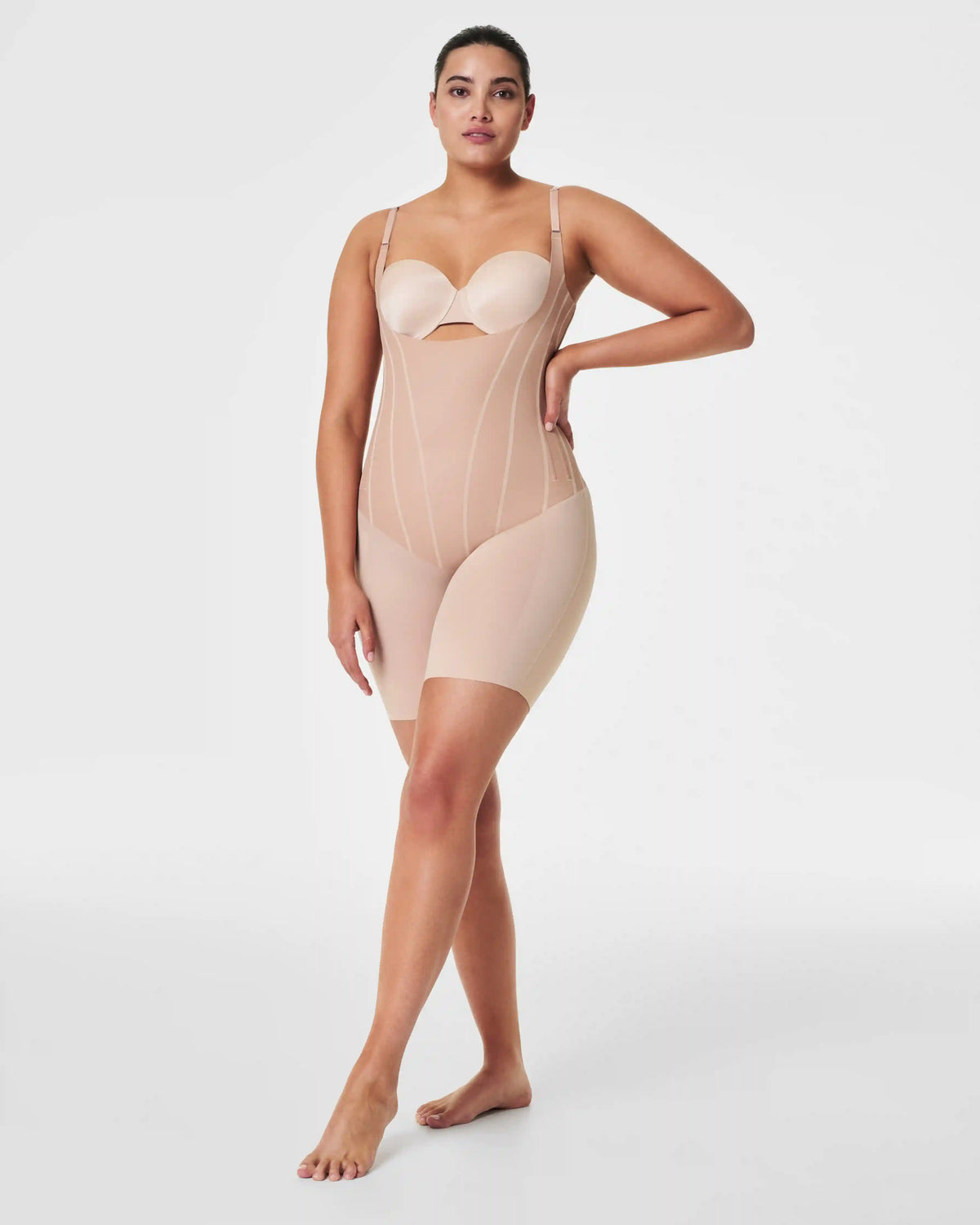 SPANXsupersculpt® TotalContour Open-Bust Mid-Thigh Bodysuit | Natural Bronze