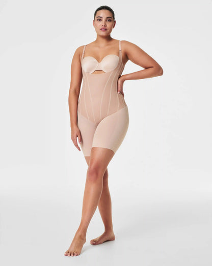 SPANXsupersculpt® TotalContour Open-Bust Mid-Thigh Bodysuit | Natural Bronze