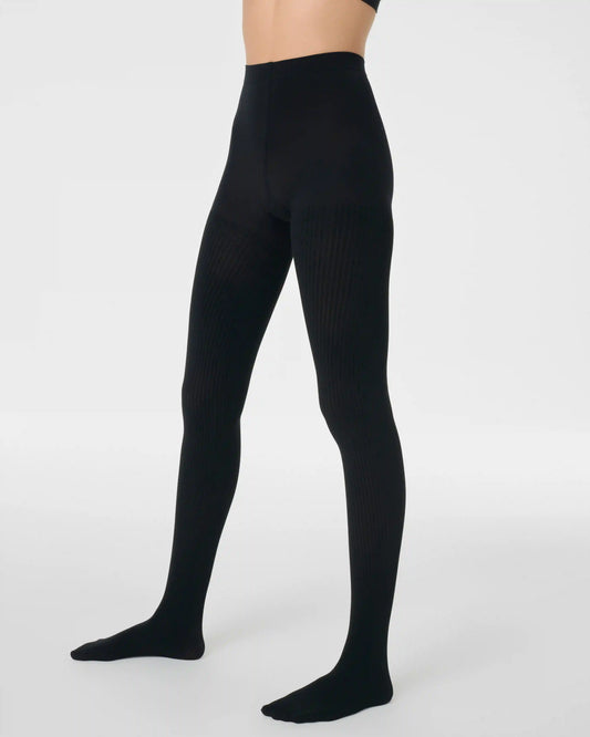 SPANXshape® Rib Knit Shorty Tights | Very Black