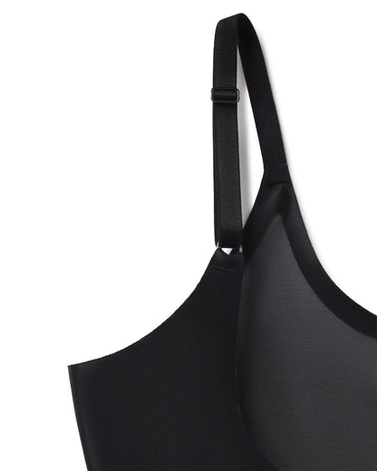SPANXshape® Satin-X™ Open-Bust Mid-Thigh Bodysuit | Very Black