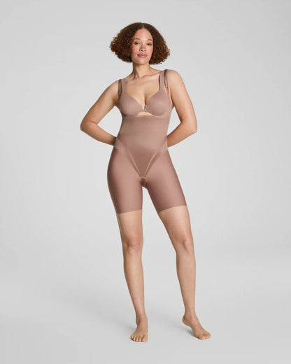 SPANXsupersculpt® Transform Open-Bust Mid-Thigh Bodysuit | Cafe Au Lait