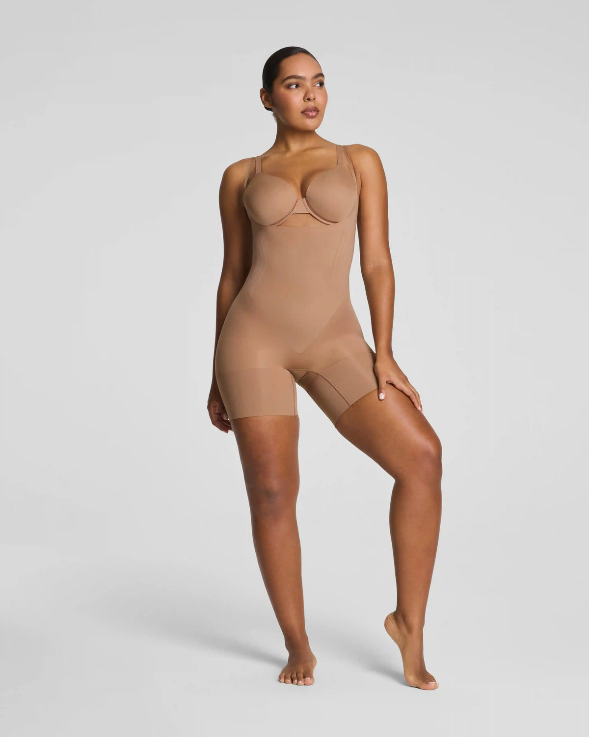 SPANXsculpt® GoFigure Open-Bust Mid-Thigh Bodysuit | Cinnamon