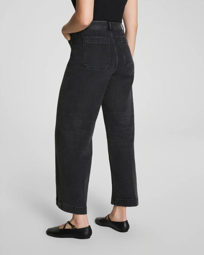 SPANXshape® Authentic 360 Cropped Wide Leg Jeans with Patch Pockets | Carbon