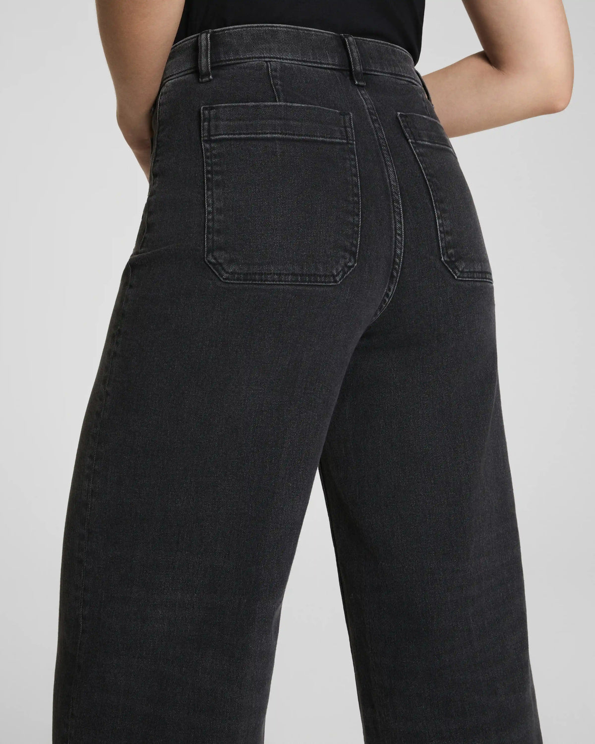 SPANXshape® Authentic 360 Cropped Wide Leg Jeans with Patch Pockets | Carbon