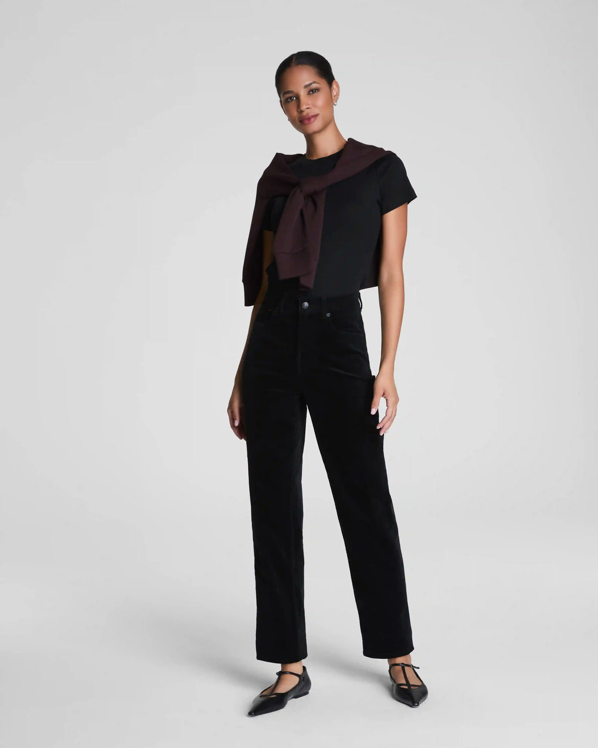 SPANXshape® Authentic 360 Corduroy 90s Straight Leg | Classic Black