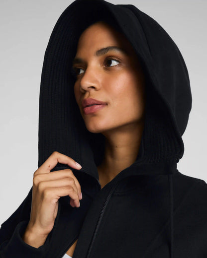 SPANX® BoostUp Cotton Fleece Full Zip Hoodie | Very Black