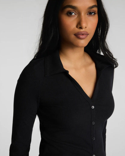 SPANX® Ribbed Knit Button Down | Classic Black