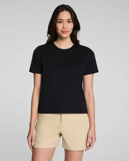 SPANX® Lightweight Cotton Crewneck Tee | Classic Black