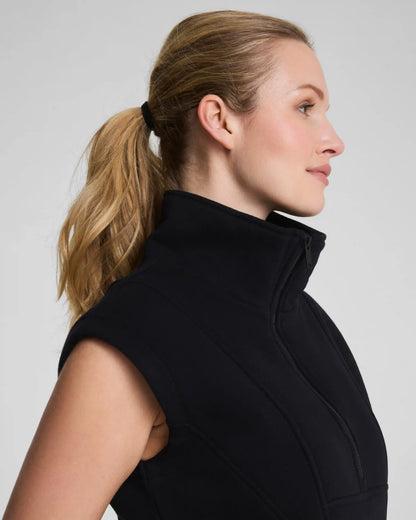 SPANX® BoostUp Cotton Fleece Half Zip Vest | Very Black