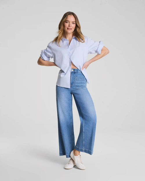 SPANXshape® Authentic 360 Cropped Wide Leg Jeans with Patch Pockets | Elysian