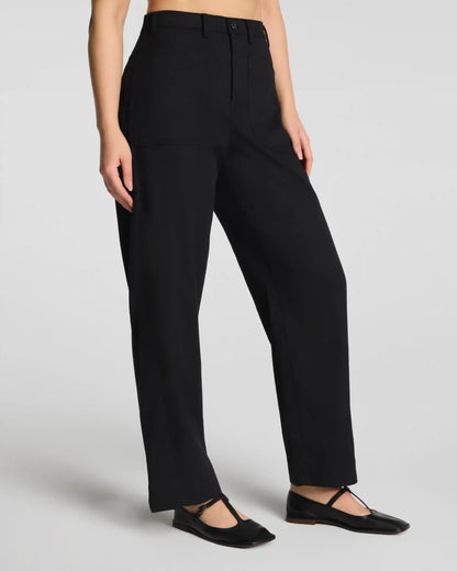 SPANXsupersmooth® Stretch Twill Utility Barrel Leg Pant with Patch Pockets | Classic Black