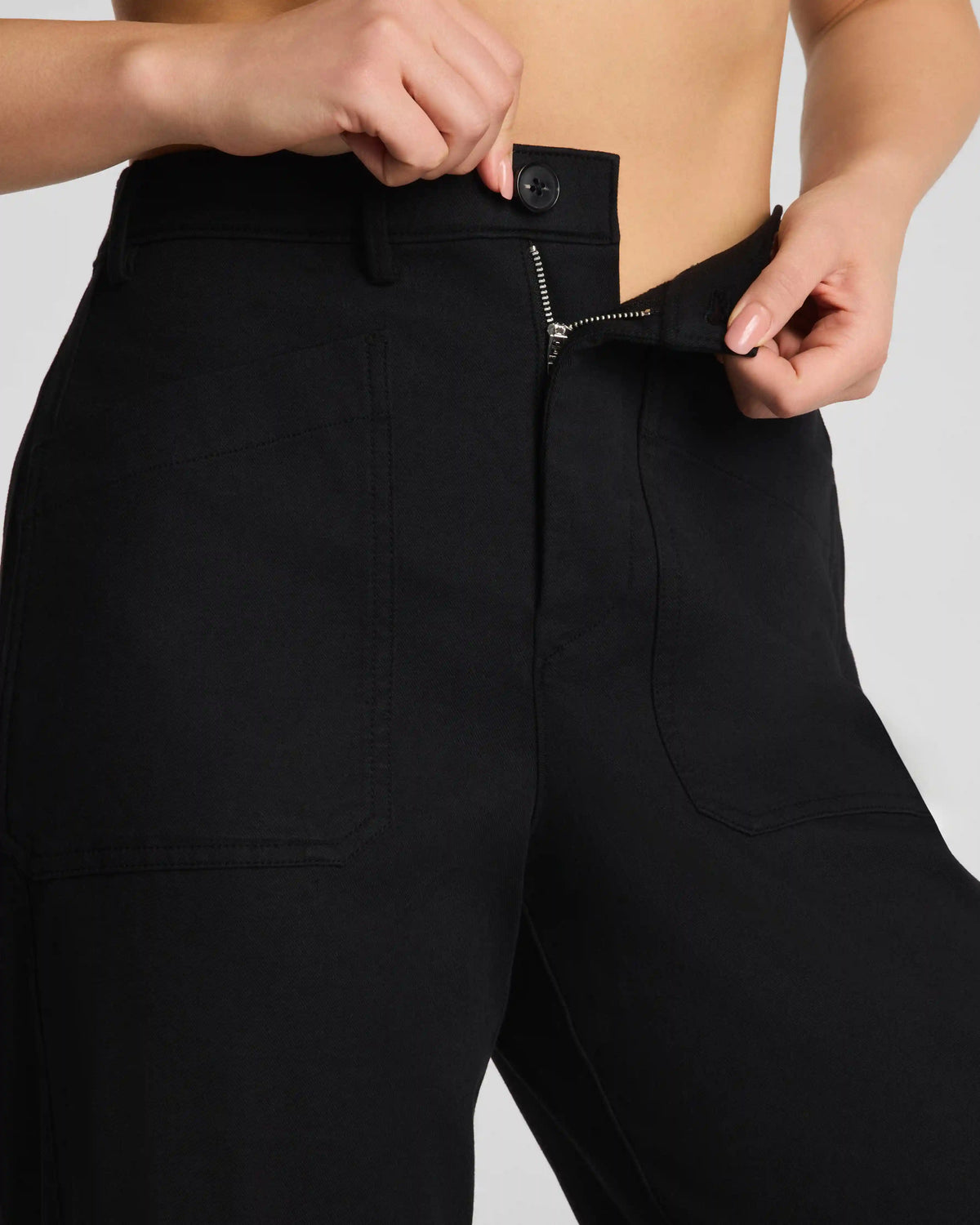 SPANXsupersmooth® Stretch Twill Utility Barrel Leg Pant with Patch Pockets | Classic Black