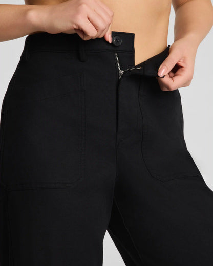 SPANXsupersmooth® Stretch Twill Utility Barrel Leg Pant with Patch Pockets | Classic Black