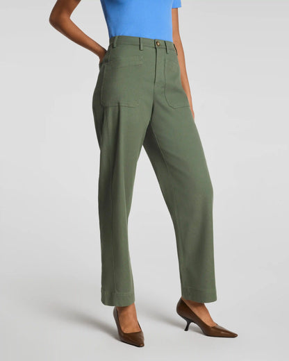 SPANXsupersmooth® Stretch Twill Utility Barrel Leg Pant with Patch Pockets | Eucalyptus