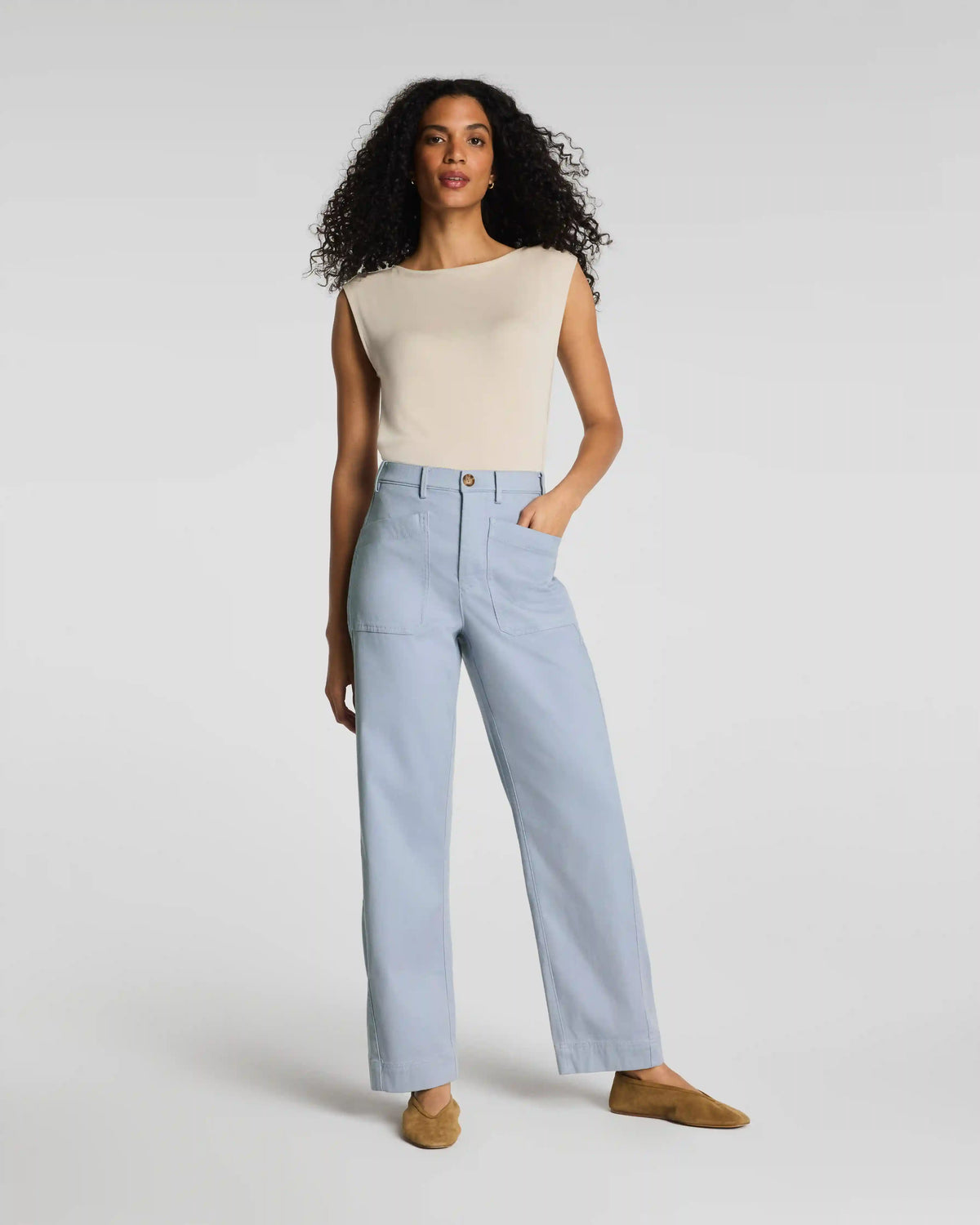 SPANXsupersmooth® Stretch Twill Utility Barrel Leg Pant with Patch Pockets