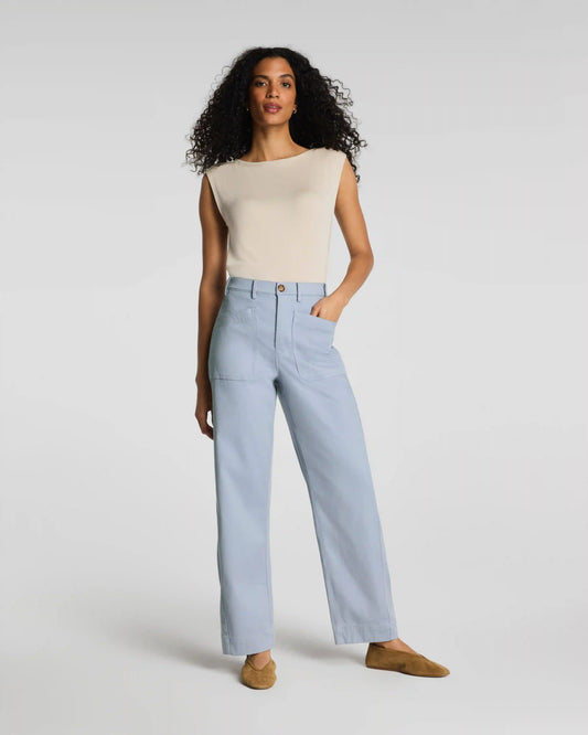 SPANXsupersmooth® Stretch Twill Utility Barrel Leg Pant with Patch Pockets | Himalayan Cloud