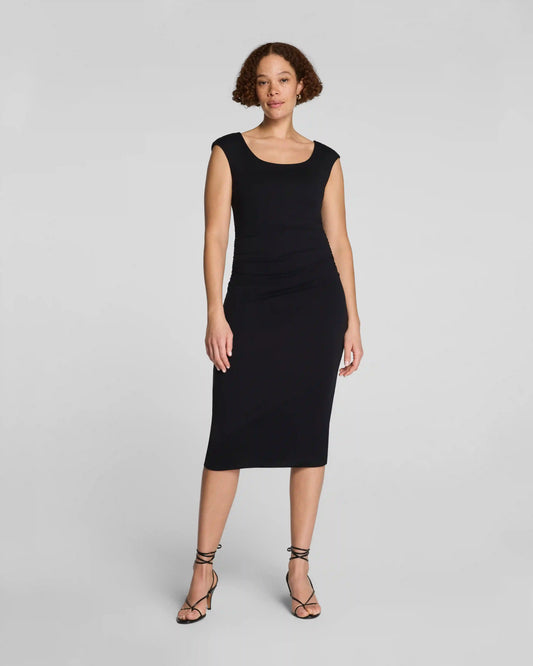 SPANXsmooth® Jersey Scoop Neck Ruched Midi Dress | Classic Black