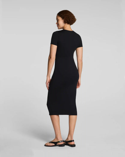 SPANXsmooth® Jersey Crewneck Short Sleeve Midi Dress | Classic Black
