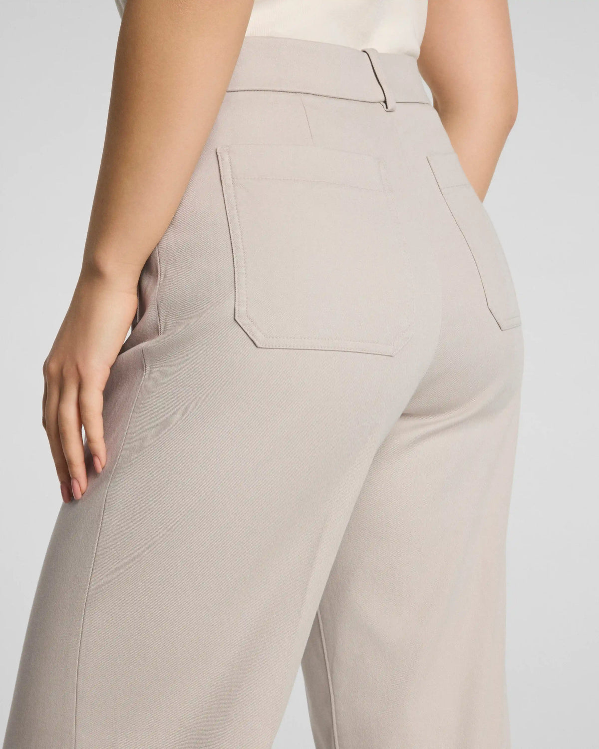SPANXsupersmooth® Stretch Twill Wide Leg Pant with Patch Pockets | Bone