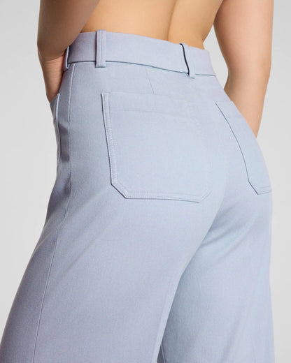 SPANXsupersmooth® Stretch Twill Wide Leg Pant with Patch Pockets | Himalayan Cloud