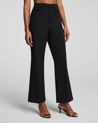 SPANXsupersmooth® Stretch Twill Cropped Easy Flare Pant | Classic Black