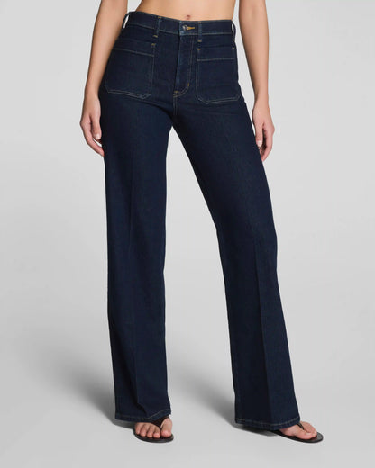 SPANXshape® Authentic 360 Mid-Rise Easy Flare Jeans with Patch Pockets | Marina
