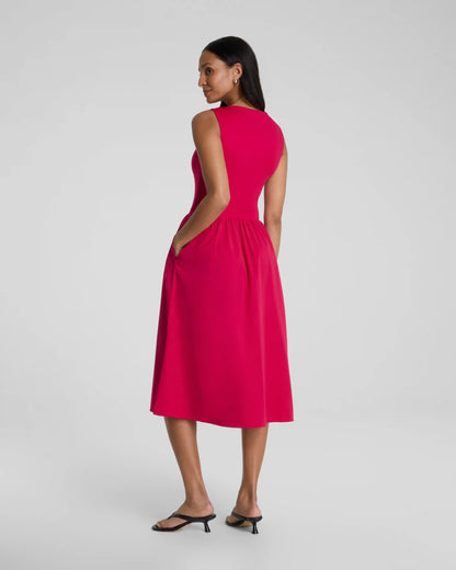 SPANXsmooth® Jersey High Neck Midi Dress | Fuchsia