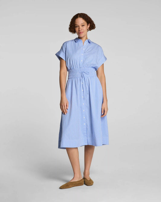SPANX® Poplin Smocked Midi Shirt Dress