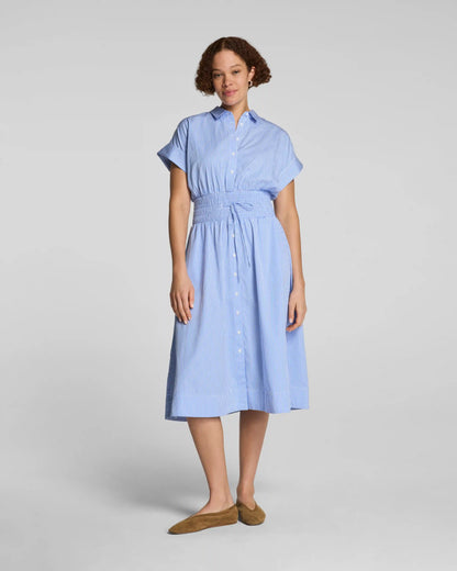 SPANX® Poplin V-Neck Smocked Midi Dress