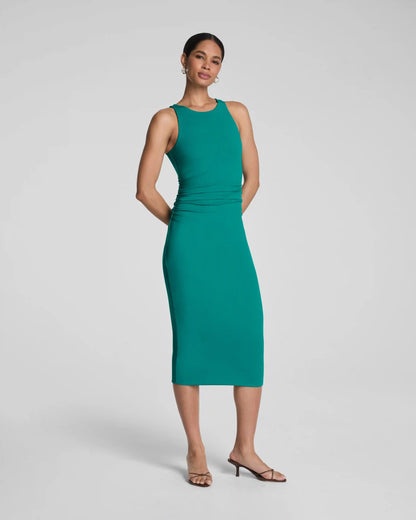 SPANXsmooth® Jersey High Neck Ruched Midi Dress