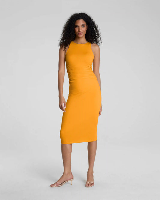 SPANXsmooth® Jersey High Neck Ruched Midi Dress