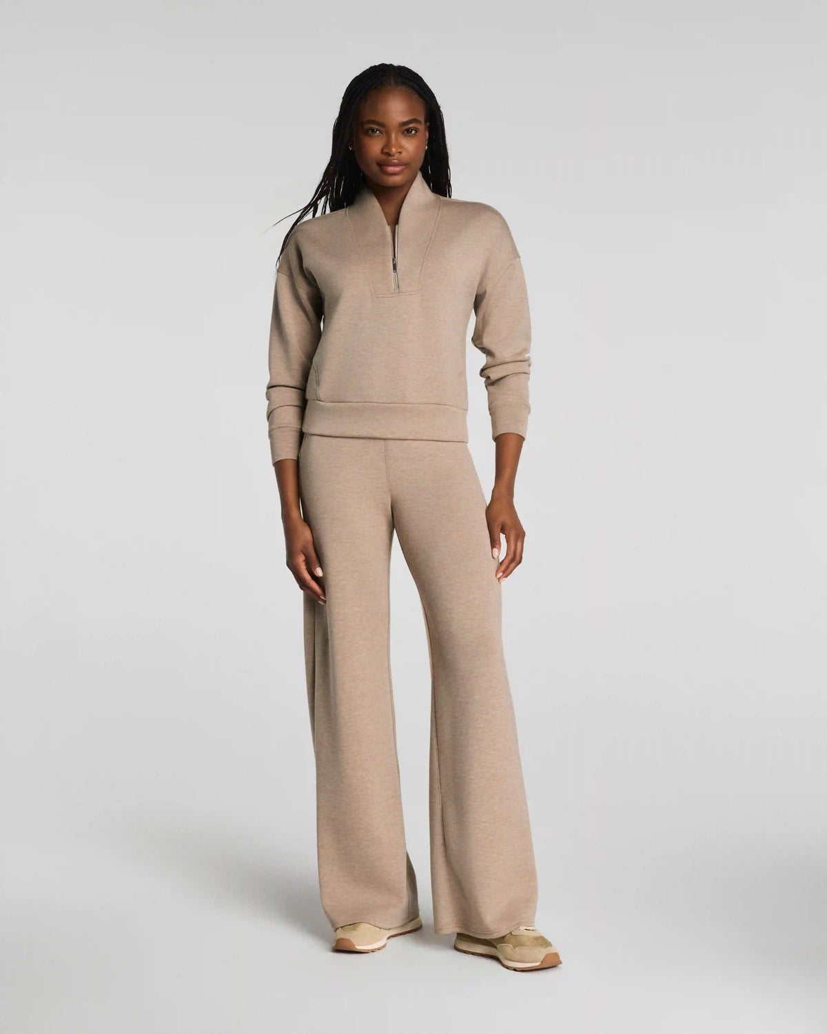 SPANX AirEssentials® Shawl Collar Half Zip | Dune Heather