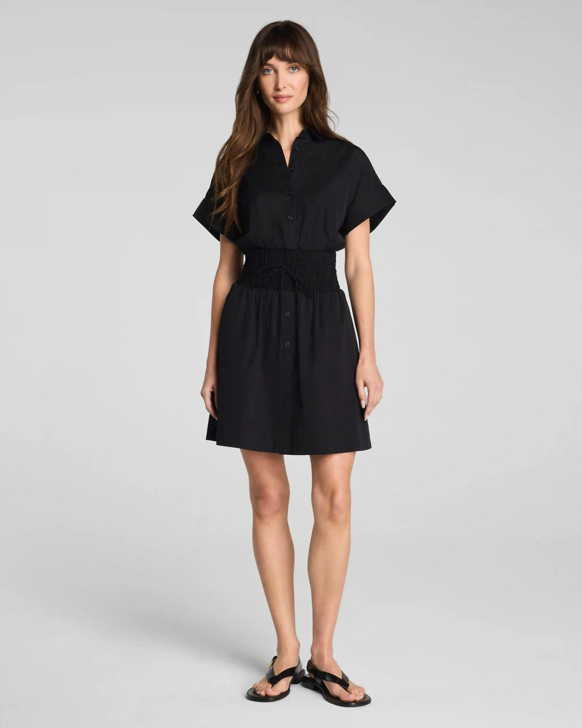 SPANX® Poplin Smocked Mini Shirt Dress