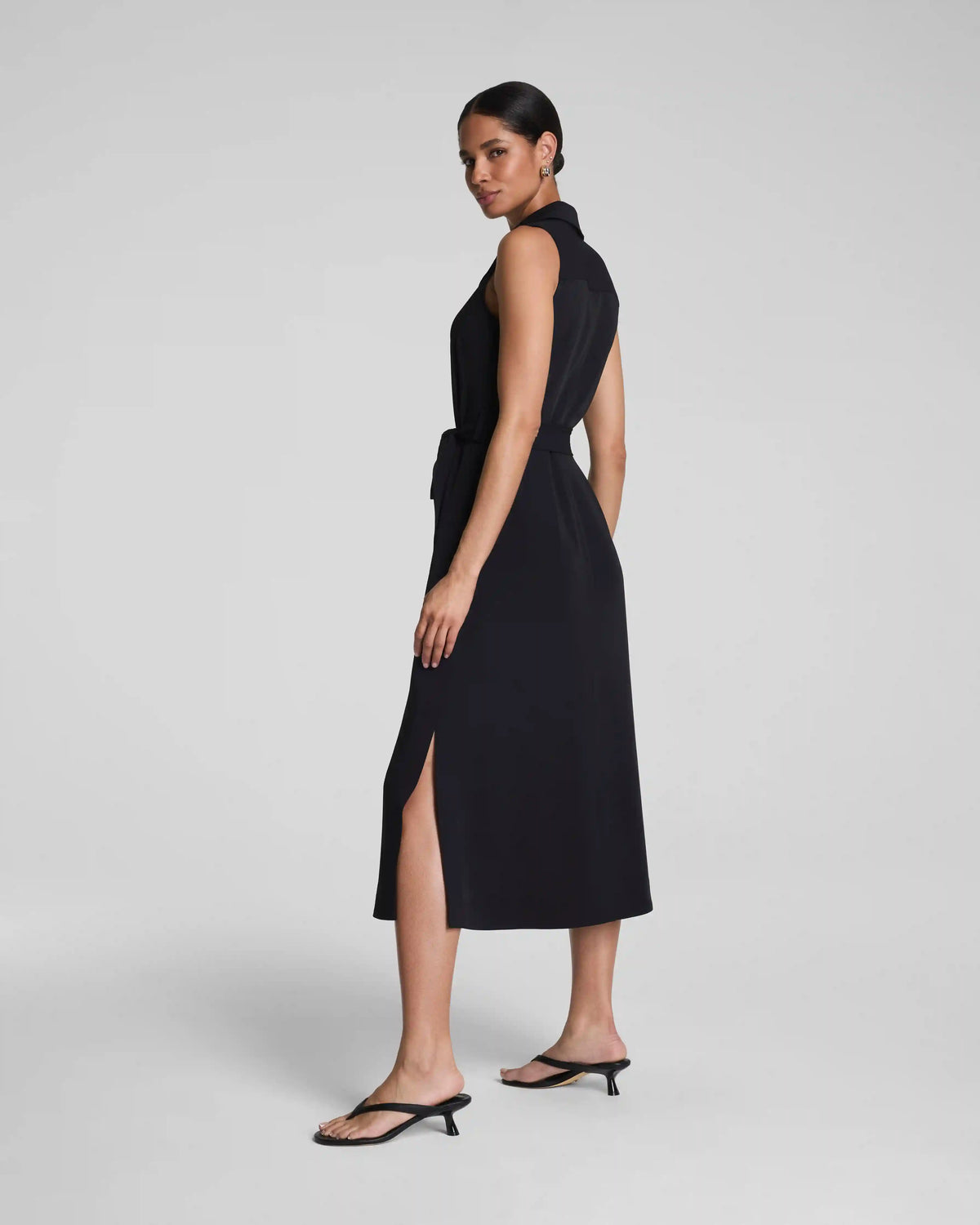 SPANX® CarryOn Belted Midi Shirt Dress | Classic Black