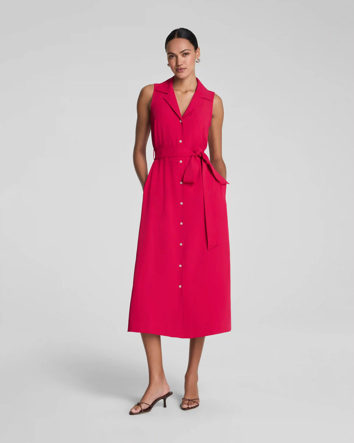 SPANX® CarryOn Belted Midi Shirt Dress