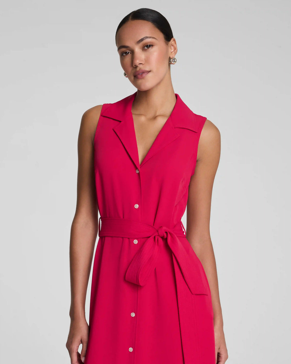 SPANX® CarryOn Belted Midi Shirt Dress | Fuchsia