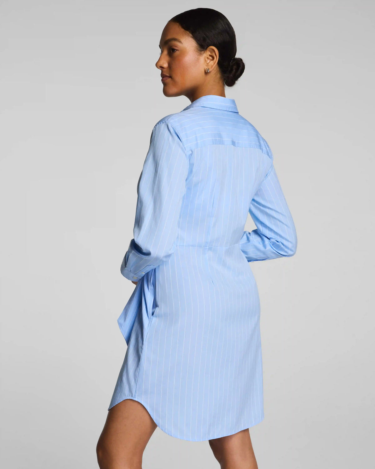 SPANX® Poplin Button-Down Mini Shirt Dress with Tie Belt | Peak/Classic White