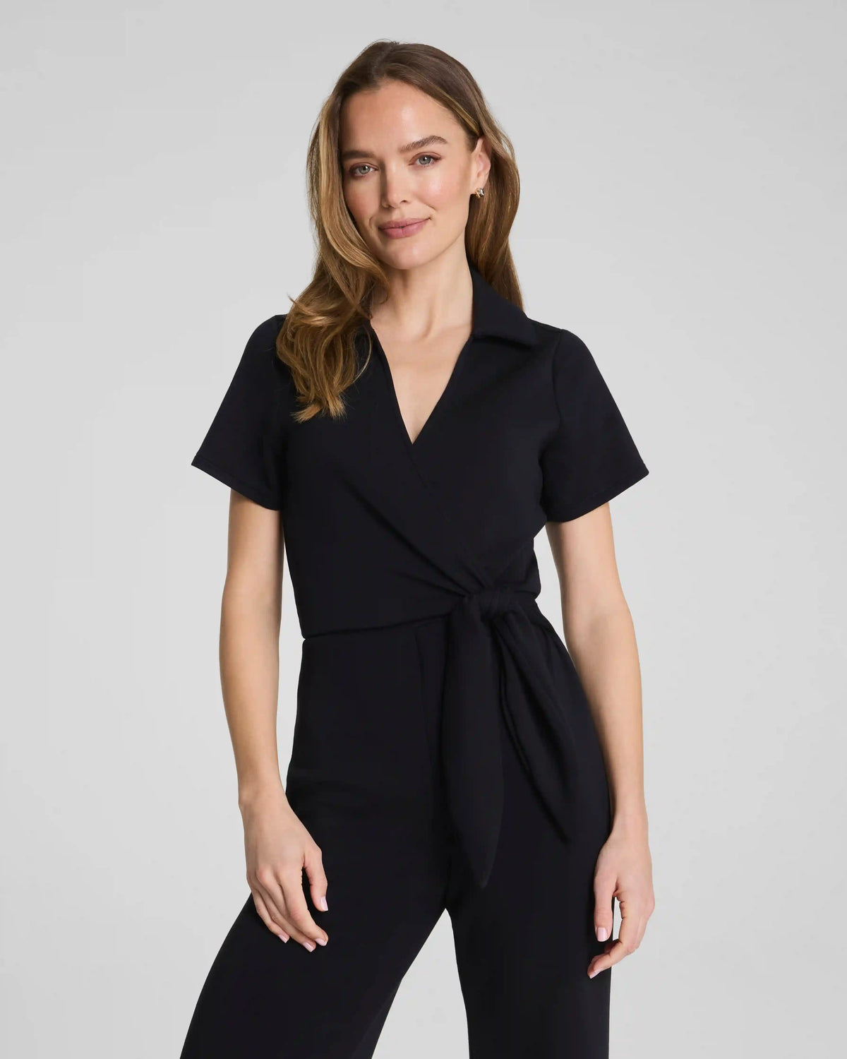 SPANX AirEssentials® Collared Tie-Waist Jumpsuit | Very Black