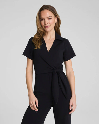 SPANX AirEssentials® Collared Tie-Waist Jumpsuit | Very Black