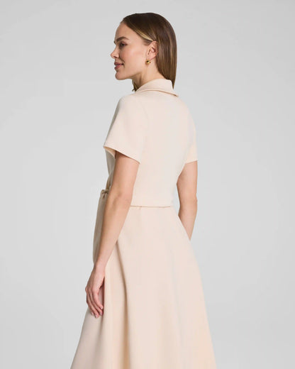 SPANX AirEssentials® Collared Tie-Waist Midi Dress | Toasted Coconut