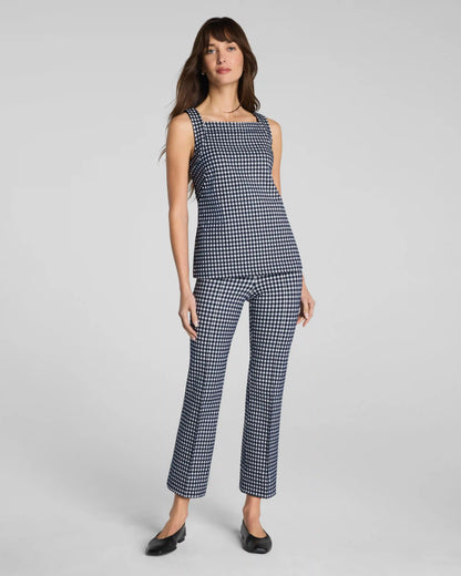 SPANXsupersmooth® PerfectFit Ponte Kick Flare Pant with Pintuck | Timeless Navy Gingham