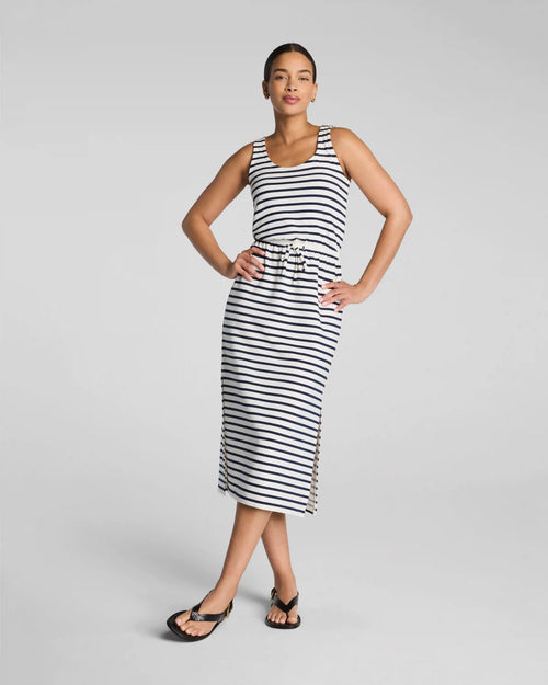 SPANX AirEssentials® Drawstring Maxi Tank Dress | Powder/Timeless Navy Stripe