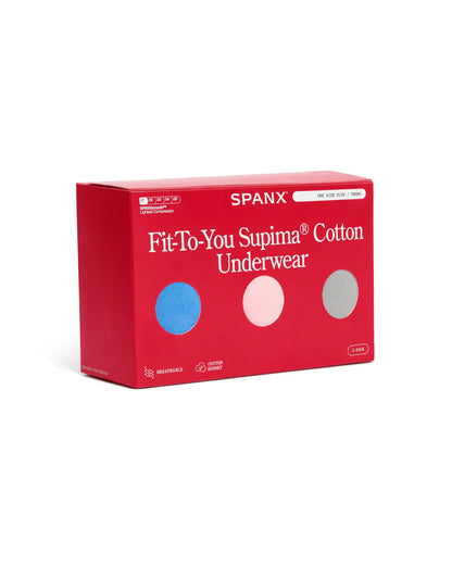 SPANXsmooth® Fit-To-You Supima® Cotton Thong 3-Pack Box | Aster/Rosebud/Basalt