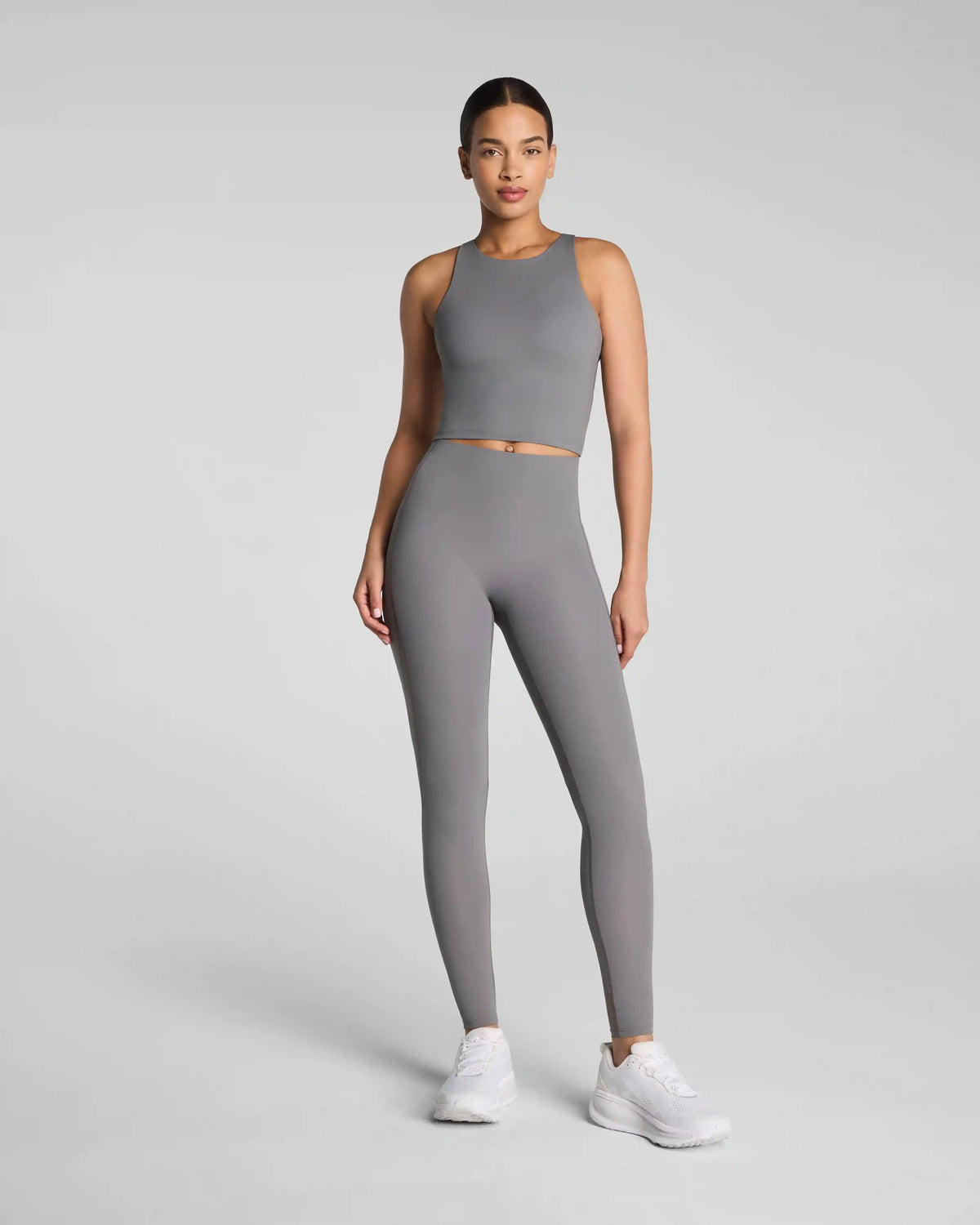 SPANX® BodyLine High Neck Cropped Tank with FlexForm Cups | Anthracite