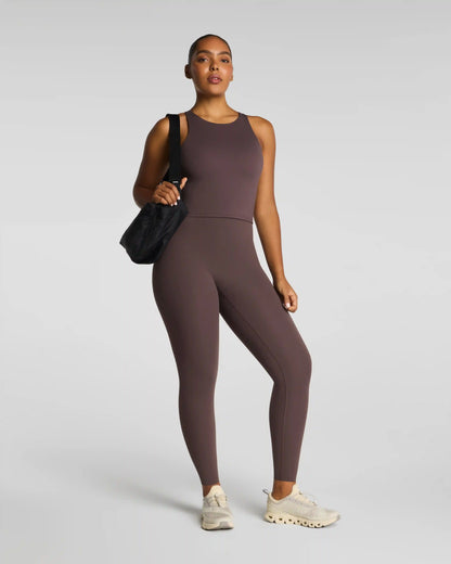 SPANX® BodyLine High Neck Cropped Tank with FlexForm Cups | Dark Cacao
